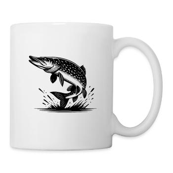 Big Leaping Pike Fish - Mug - white - Right