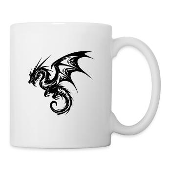 Fliegender Drache im Tattoo Style - Tasse - Weiß - Rechts