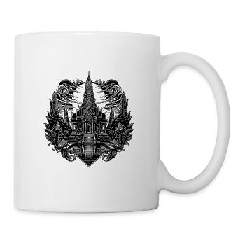 Moonlight behind exotic Thailand temple - Mug - white - Right