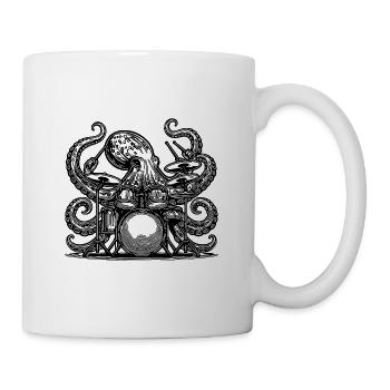 Cooler Oktopus am Schlagzeug - Tasse - Weiß - Rechts