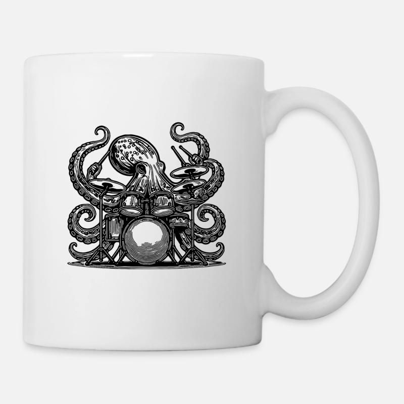 Cooler Oktopus am Schlagzeug - Tasse - Weiß
