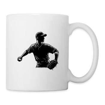 Baseball Spieler mit Ball und Baseballhandschuh - Tasse - Weiß - Rechts