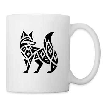 Eleganter Fuchs im Tribal Tattoo Style - Tasse - Weiß - Rechts