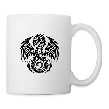 Schuppiger Vintager Drache mit Flügeln - Tasse - Weiß - Rechts