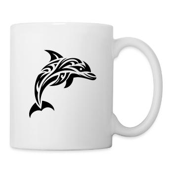 Springender süßer Tattoo Delfin - Tasse - Weiß - Rechts