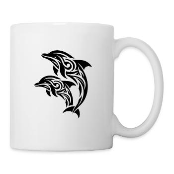 Bottlenose dolphin Tribal Tattoo Jumping Dolphins - Mug - white - Right