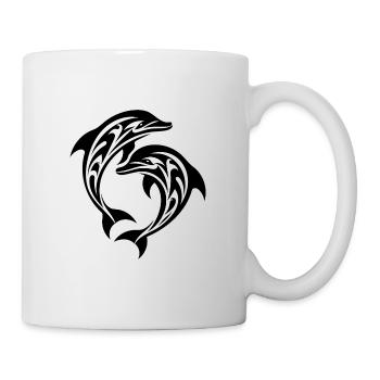 Tribal Tattoo Jumping Dolphins - Mug - white - Right