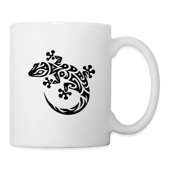 Cute Gecko in Tribal Tattoo Style - Mug - white - Right