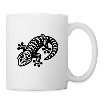 Schlauer Gecko im Tattoo Style - Tasse - Weiß - Rechts