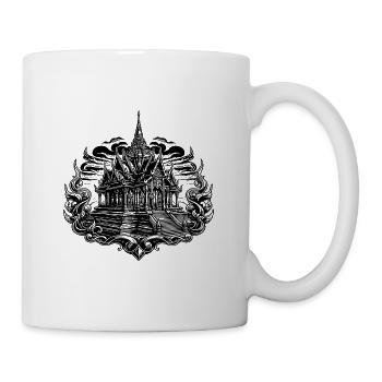 Sonnenuntergang hinter exotischem Thailand Tempel - Tasse - Weiß - Rechts