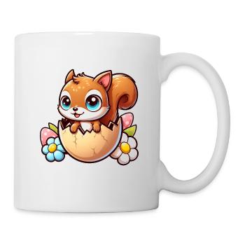 Cute Squirrel with Easter Egg Comic Design - Mug - white - Right