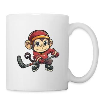 Süßer Affe als Eishockeyspieler Comic Cartoon - Tasse - Weiß - Rechts