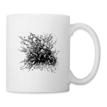 Splash Style Motorradfahrer Geländefahrt Tattoo - Tasse - Weiß - Rechts