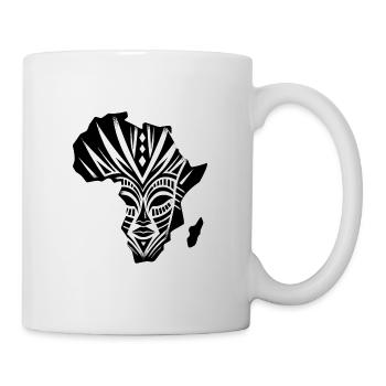 Afrika Krieger Silhouette Starker Krieger Maske - Tasse - Weiß - Rechts