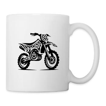 Motorcycle Off-Road Machine in Tattoo Style - Mug - white - Right