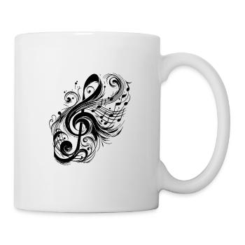 Vintage Musik Notenschlüssel mit wilden Noten - Tasse - Weiß - Rechts