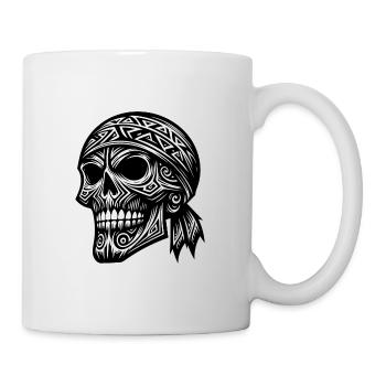 Piratenkostüm Wilder Schädel Tribal Tattoo Style - Tasse - Weiß - Rechts