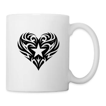 Tribal Tattoo Herz Linien mit Sternen - Tasse - Weiß - Rechts