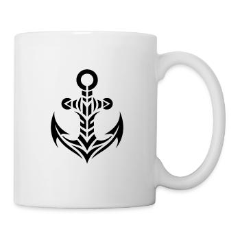 Alter nasser Anker mit im Tribal Tattoo Style - Tasse - Weiß - Rechts