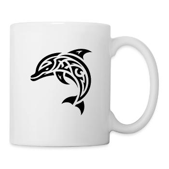Springender kleiner Baby Tattoo Delfin - Tasse - Weiß - Rechts