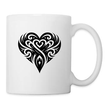 Tribal Tattoo Herz Linien - Tasse - Weiß - Rechts