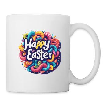 Frohe Ostern Bunte Eierjagd Osterkorb für Kinder - Tasse - Weiß - Rechts