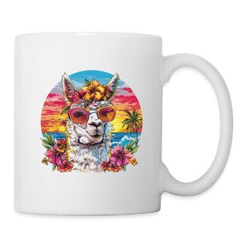 Alpaka Lama Blumen für Alpakaliebhaber - Tasse - Weiß - Rechts