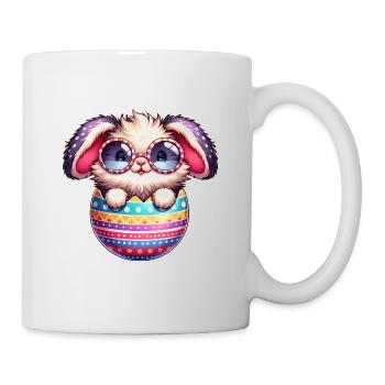 Süßer Osterhase im Ei mit Brille - Tasse - Weiß - Rechts
