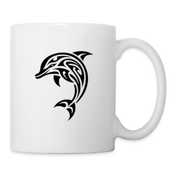 Springender kleiner süsses Baby Delfin Tattoo - Tasse - Weiß - Rechts