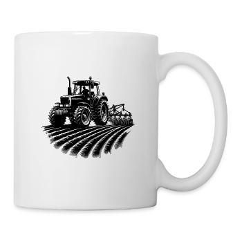 Traktor Feld Schlepper Landmaschinen Feldarbeit - Tasse - Weiß - Rechts