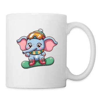Elefant Snowboarder Winter Sport - Tasse - Weiß - Rechts