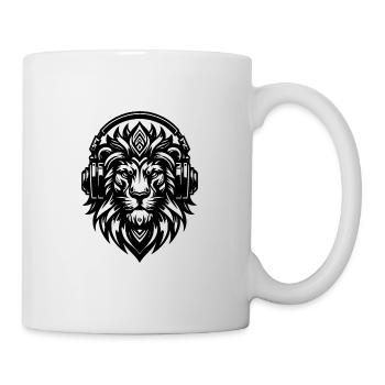 Grimmiger Löwe mit Kopfhörer - Tasse - Weiß - Rechts