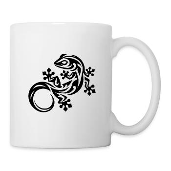 Petit gecko drôle dans le style de tatouage tribal - Mug blanc - blanc - Droite