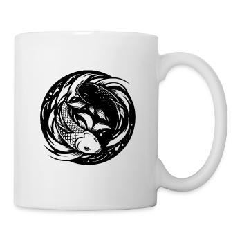 Koi Carp Yoga Circle Style Yin et Yang - Mug blanc - blanc - Droite
