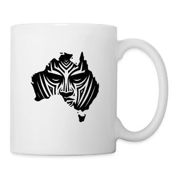 Australian continent with face - Mug - white - Right