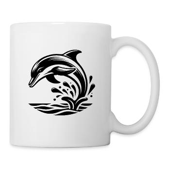 Elegant Jumping Tattoo Dolphin - Mug - white - Right