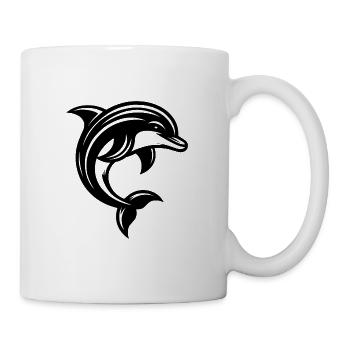 Süsser kleiner niedlicher Tattoo Delfin - Tasse - Weiß - Rechts