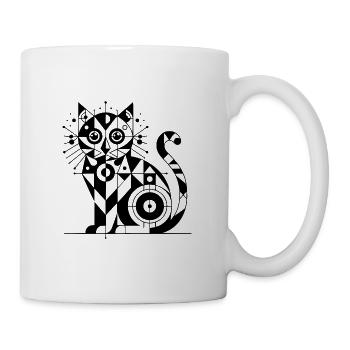 Geometric Cat Lines Design - Mug - white - Right