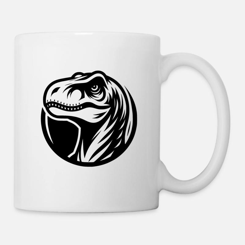Grinsender Raptor Logo Style - Tasse - Weiß