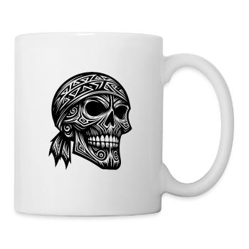 Piratenkostüm Schädel im Tribal Tattoo Style - Tasse - Weiß - Rechts