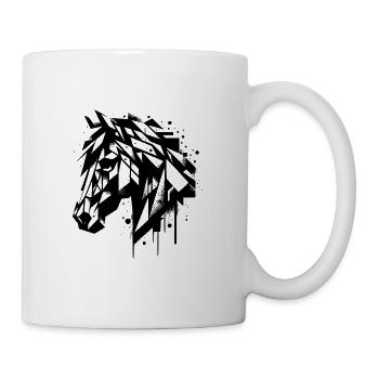 Geometrisch Vintage Pferdekopf Porträt - Tasse - Weiß - Rechts