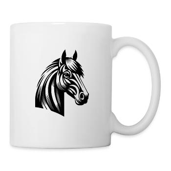 Pferdekopf Tattoo Style Porträt - Tasse - Weiß - Rechts