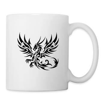 Élégant Dragon de tatouage tribal avec des ailes - Mug blanc - blanc - Droite