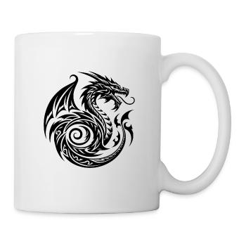Wild Tribal Tattoo Dragon with Wings - Mug - white - Right