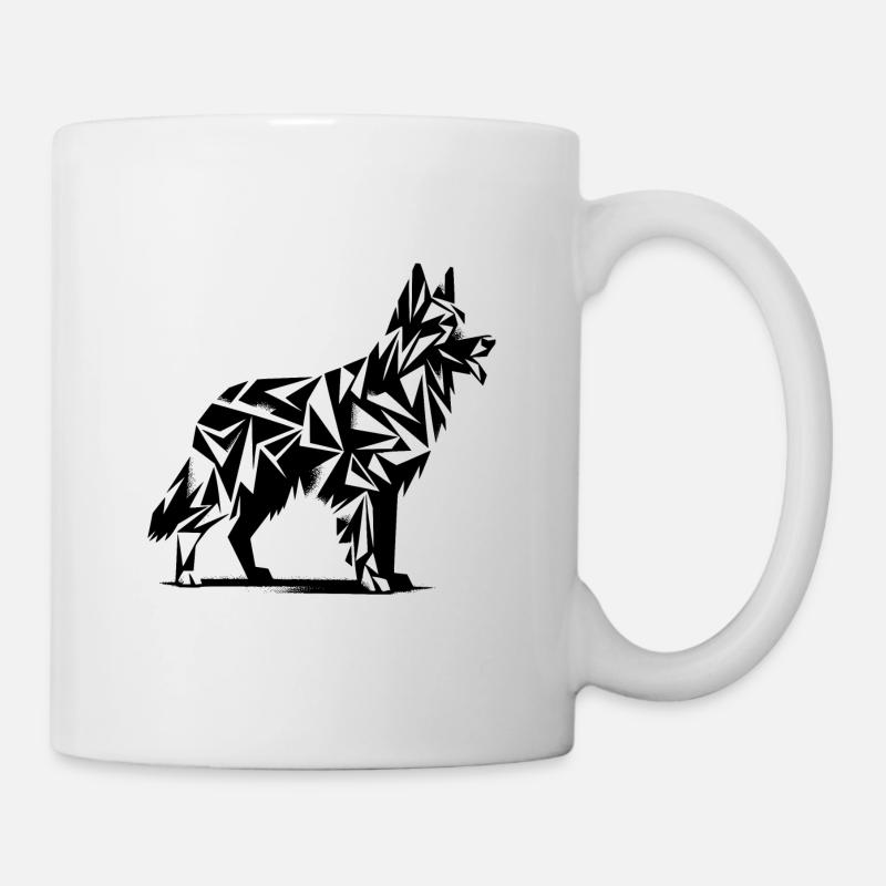 Geometrischer Schäferhund - Tasse - Weiß