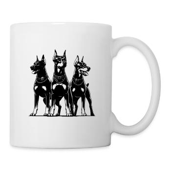 Three elegant watchful Doberman dogs - Mug - white - Right