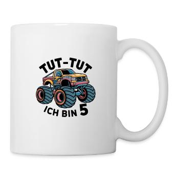 Monster Truck - Ich bin 5 - Einzigartiges Geschenk - Tasse - Weiß - Rechts