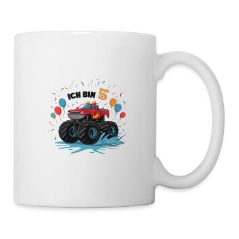 Monster Truck - Ich bin 5 - Einzigartiges Geschenk - Tasse - Weiß - Rechts