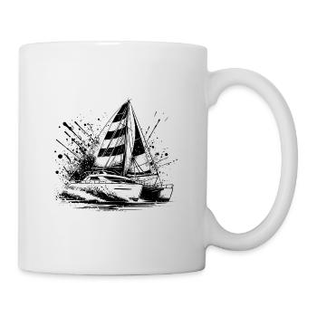 Segelboot Doppelrumpf Katamaran mit Segeln - Tasse - Weiß - Rechts