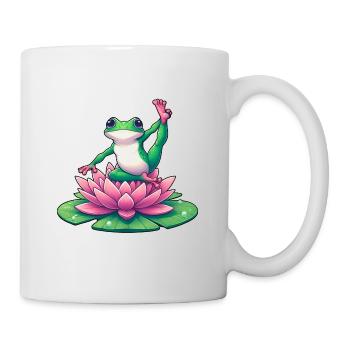 Frosch Yoga Meditation mit Seerose - Tasse - Weiß - Rechts